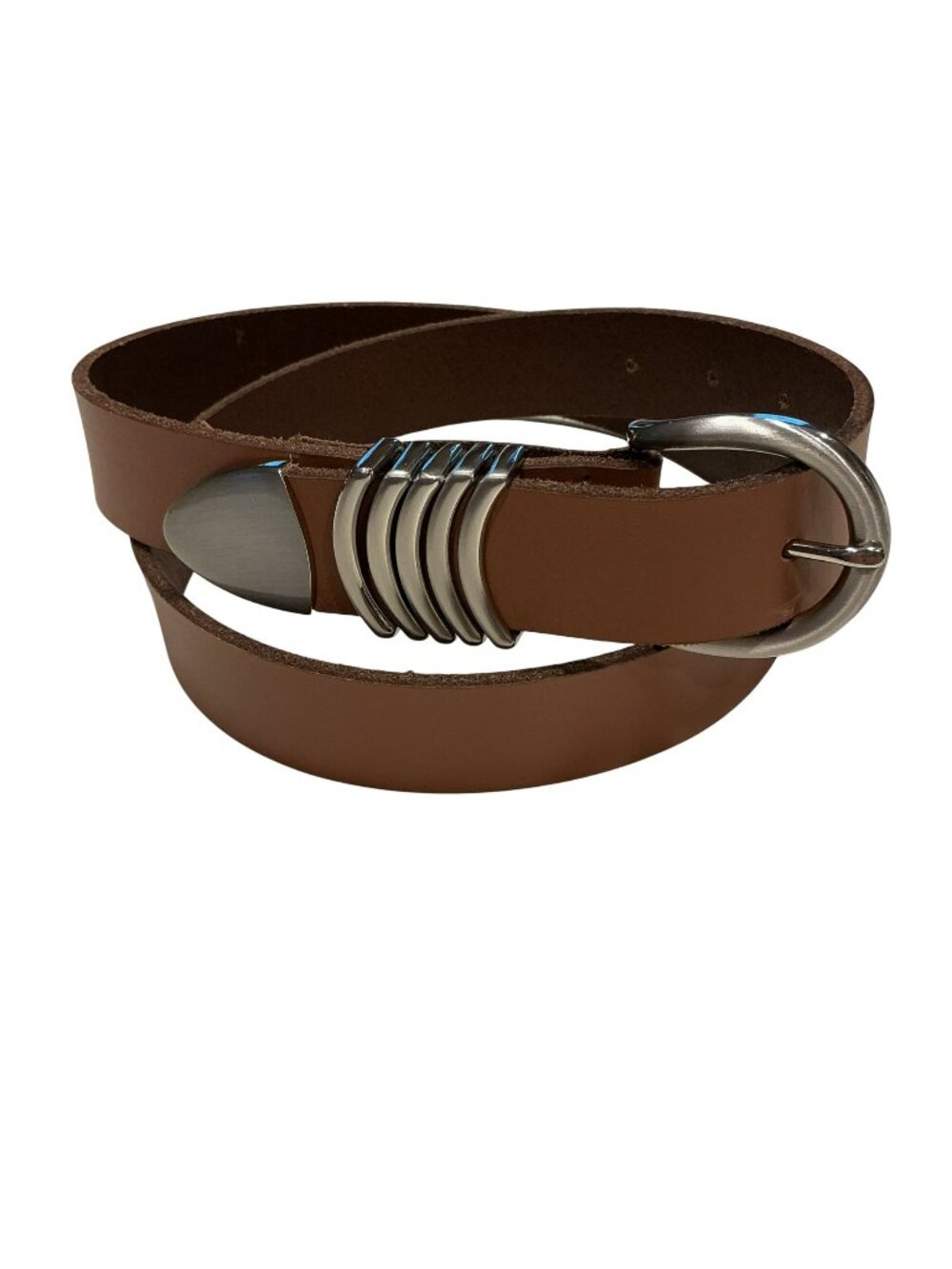New Lucky Brand Five Keeper Leather Belt Silver Hardware Womens Small Brown